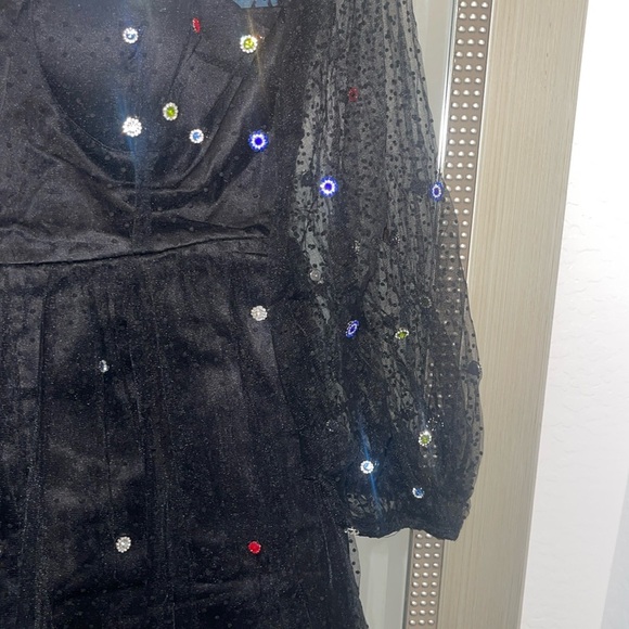 Matoshi Boutique Gem Embellishment Tulle Black Gown Tag Attached - Picture 8 of 9